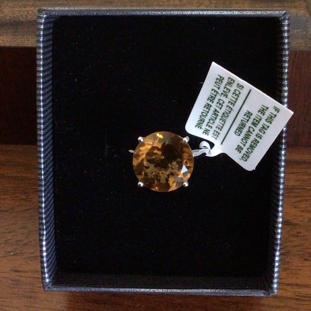 Sterling Silver Whisky Quartz Cocktail Ring